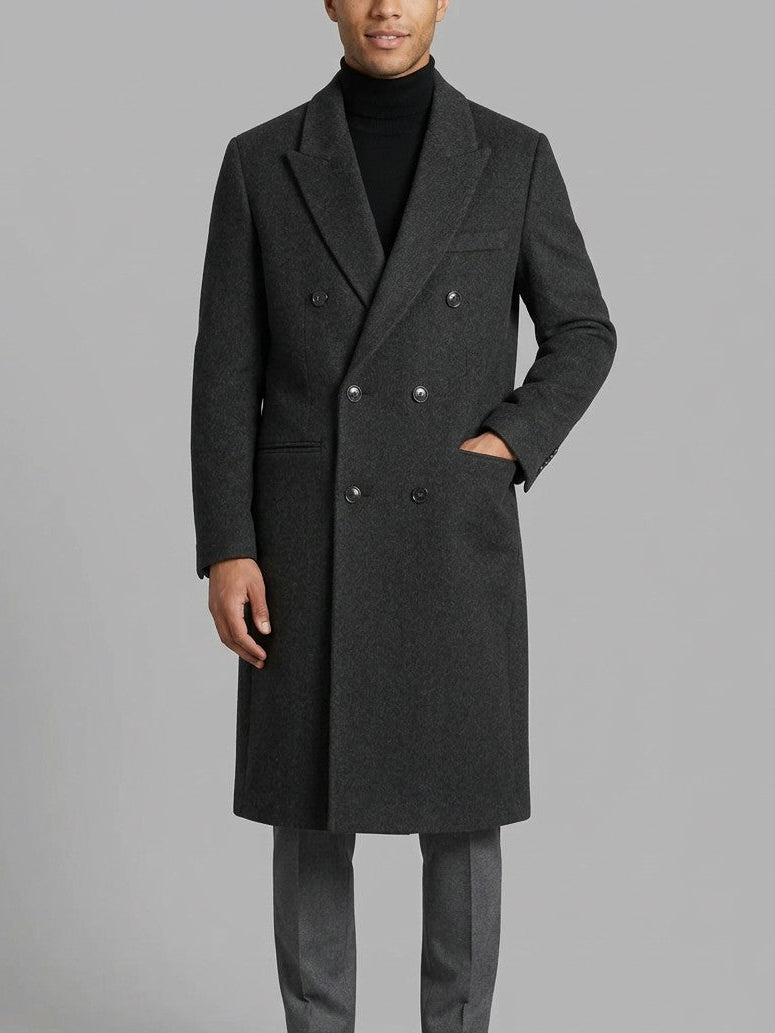 Gaeta Men's Double-Breasted Wool Overcoat — darkgray — front