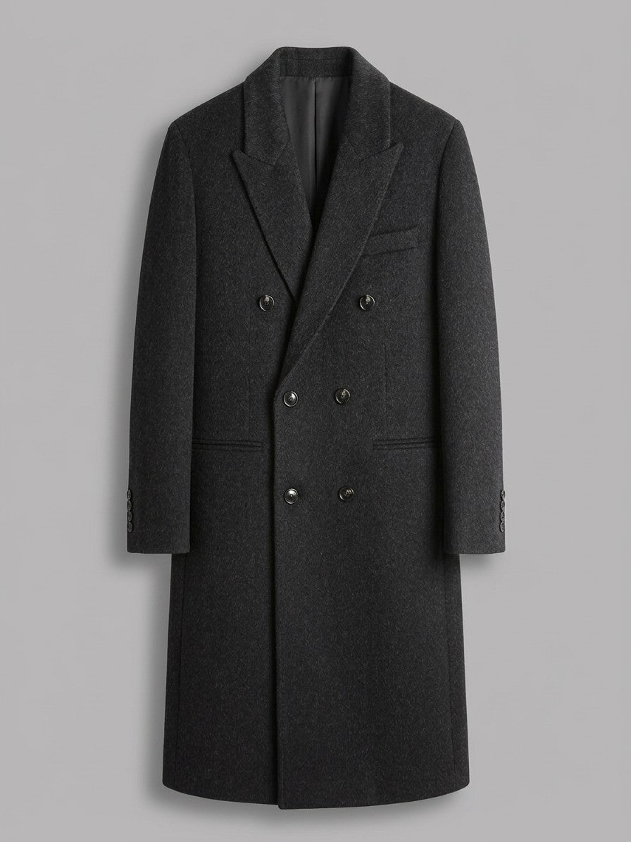 Gaeta Men's Double-Breasted Wool Overcoat — darkgray — packshot