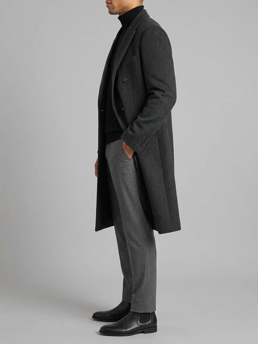 Gaeta Men's Double-Breasted Wool Overcoat — darkgray — side