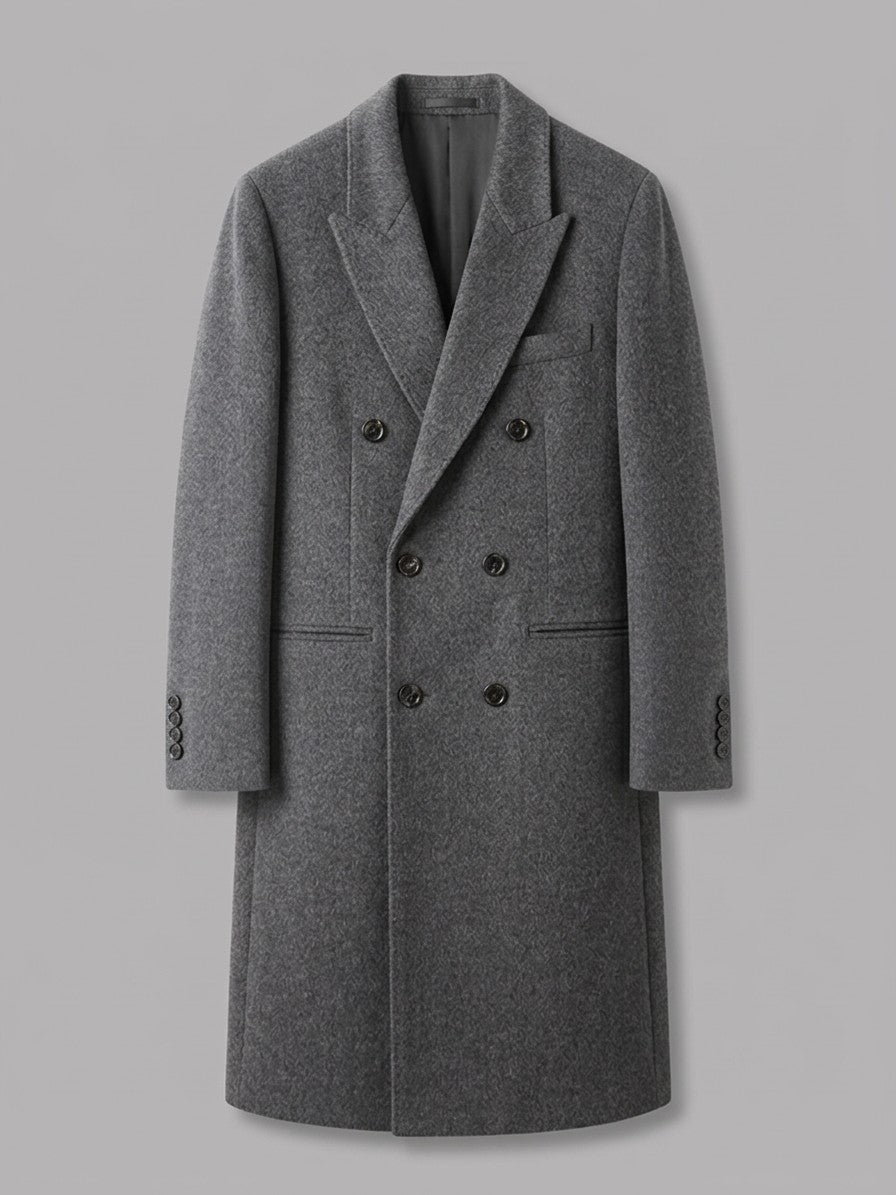 Gaeta Men's Double-Breasted Wool Overcoat — mediumgray — packshot