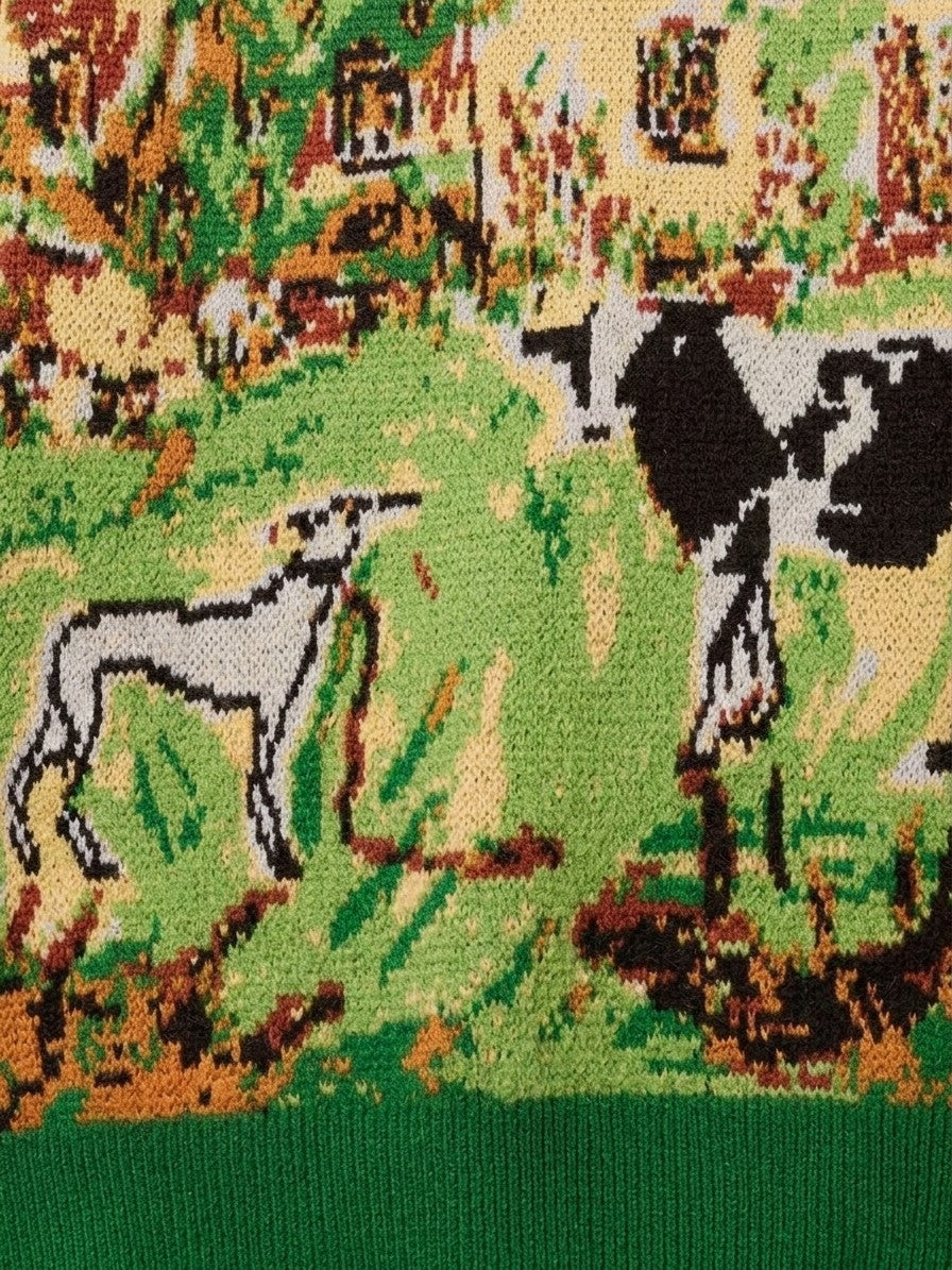 Gaiole Men's Countryside Tapestry Knit Sweater — meadowgreen — detail-2