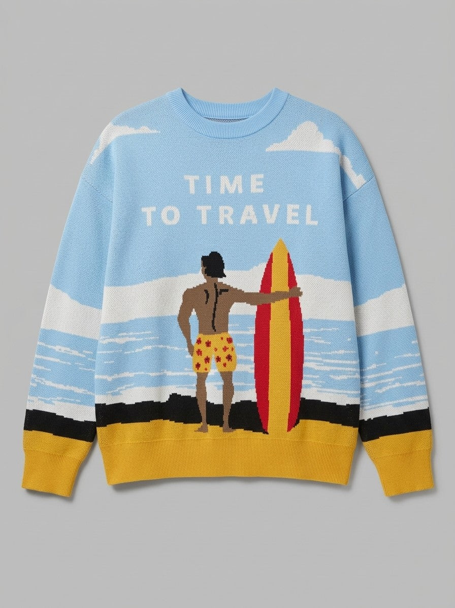 Gaiole Men's Countryside Tapestry Knit Sweater — skybluesurf — packshot