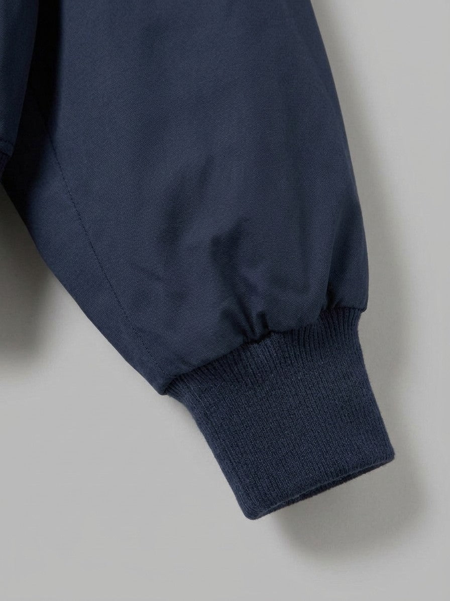 Galbiate Men's Oversized Cropped Stand-Collar Bomber Jacket — navy — detail-collar