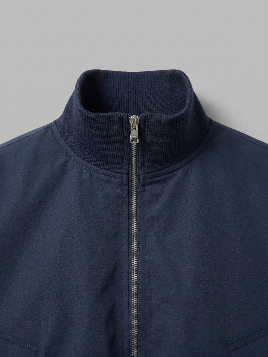 Galbiate Men's Oversized Cropped Stand-Collar Bomber Jacket — navy — detail