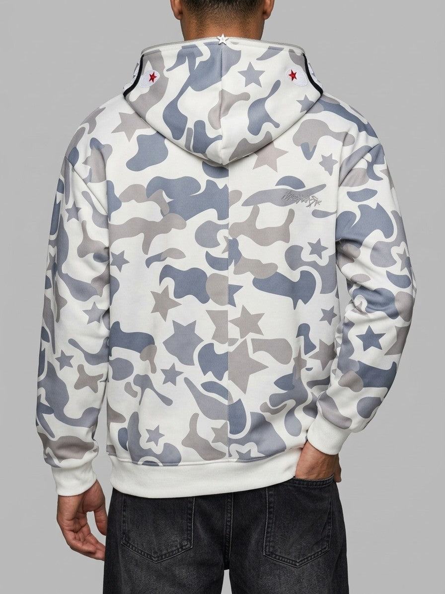 Gallarate Men's Snow Camo Star Full-Zip Hoodie — offwhite — back