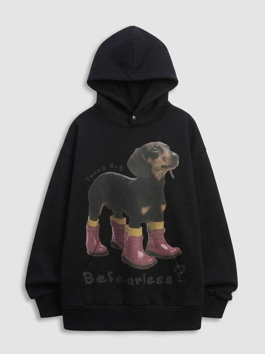 Garda Men's Dachshund Rain Boot Hoodie — black — packshot