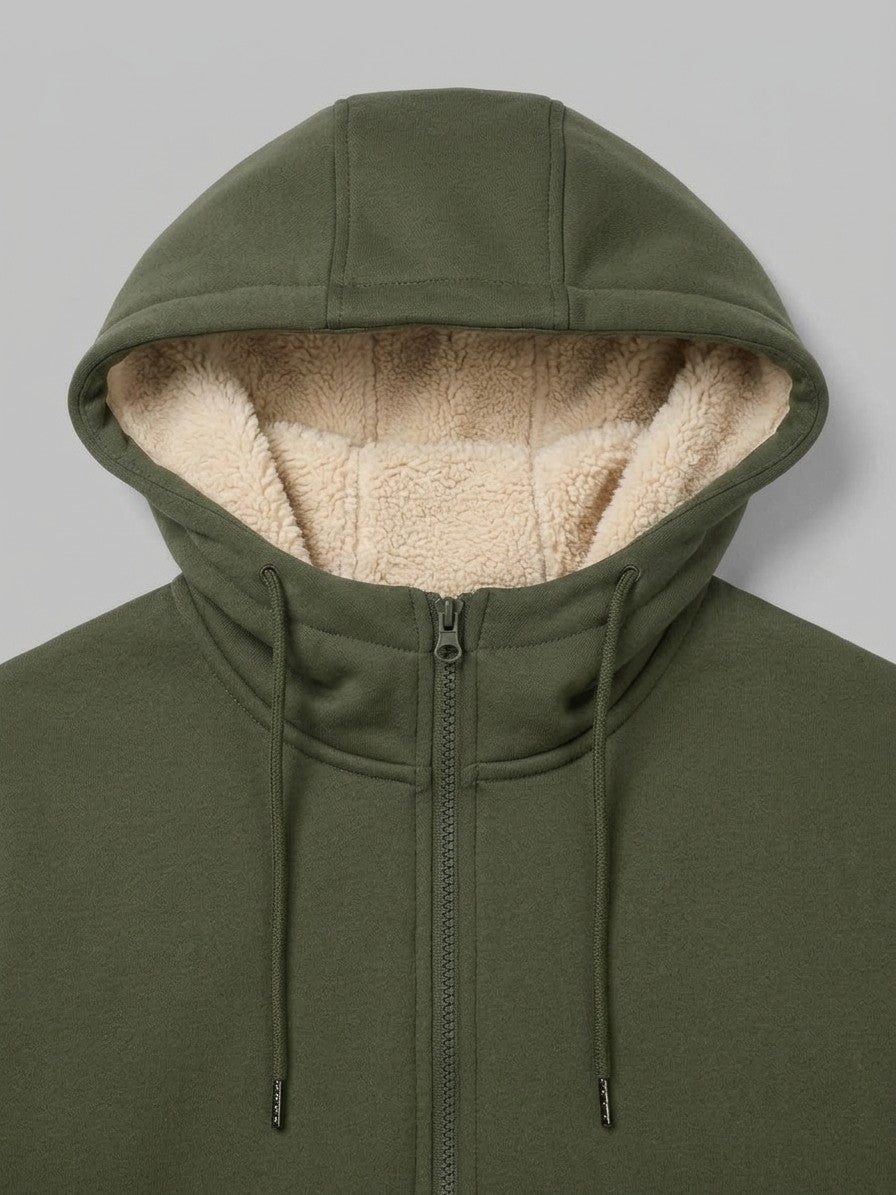 Garlasco Men's Sherpa-Lined Hooded Fleece Jacket — armygreen — detail