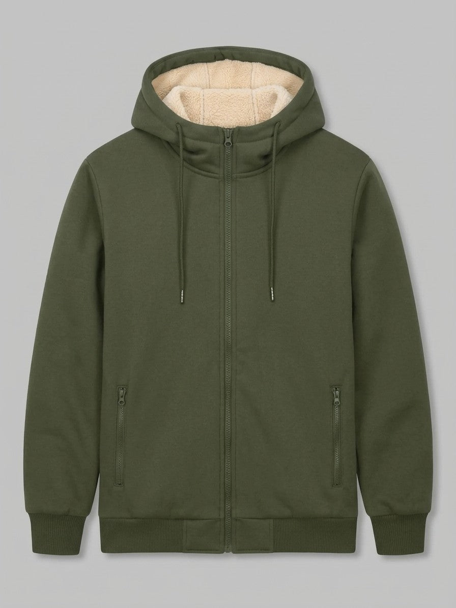 Garlasco Men's Sherpa-Lined Hooded Fleece Jacket — armygreen — packshot