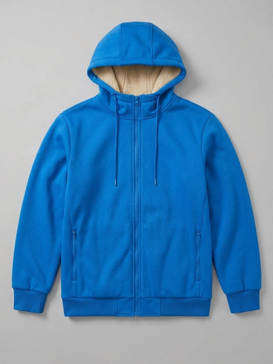 Garlasco Men's Sherpa-Lined Hooded Fleece Jacket — azureblue — packshot