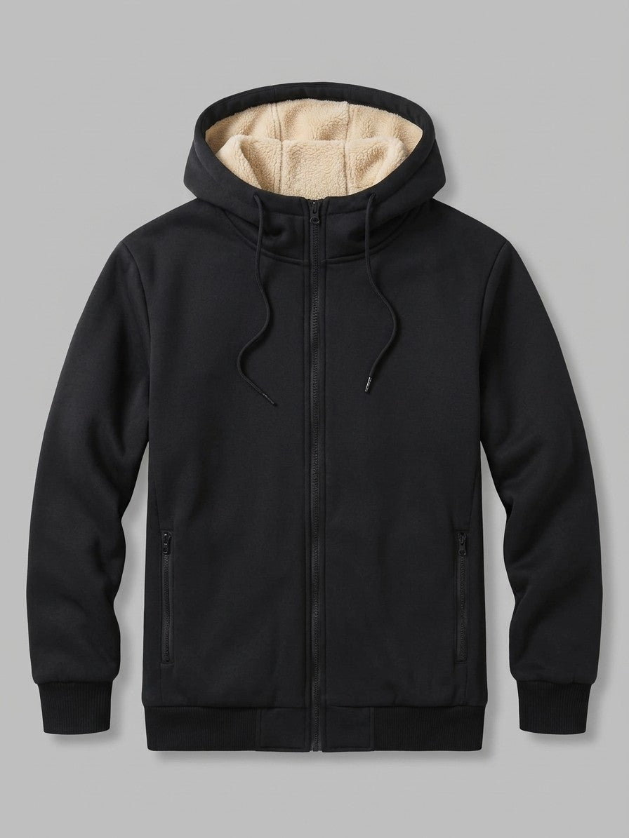 Garlasco Men's Sherpa-Lined Hooded Fleece Jacket — black — packshot