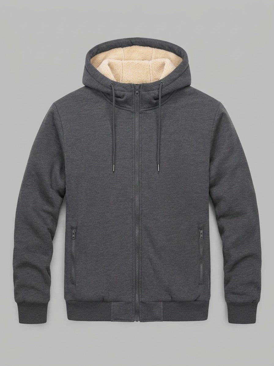 Garlasco Men's Sherpa-Lined Hooded Fleece Jacket — charcoalgray — packshot