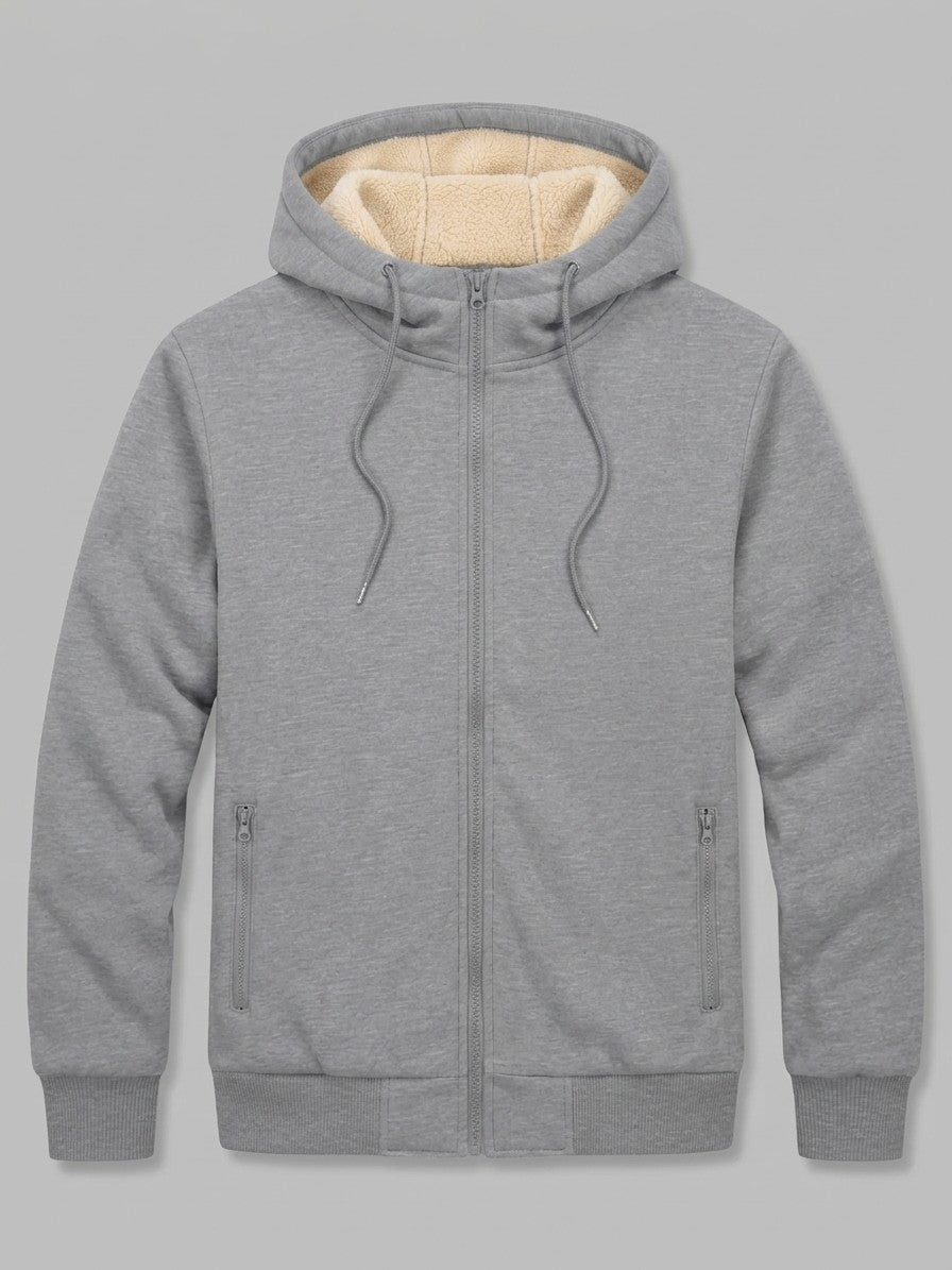 Garlasco Men's Sherpa-Lined Hooded Fleece Jacket — lightgray — packshot