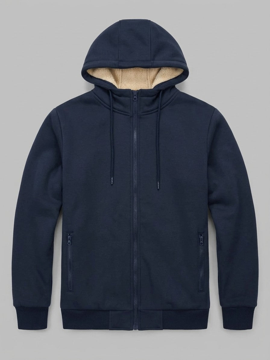 Garlasco Men's Sherpa-Lined Hooded Fleece Jacket — navy — packshot