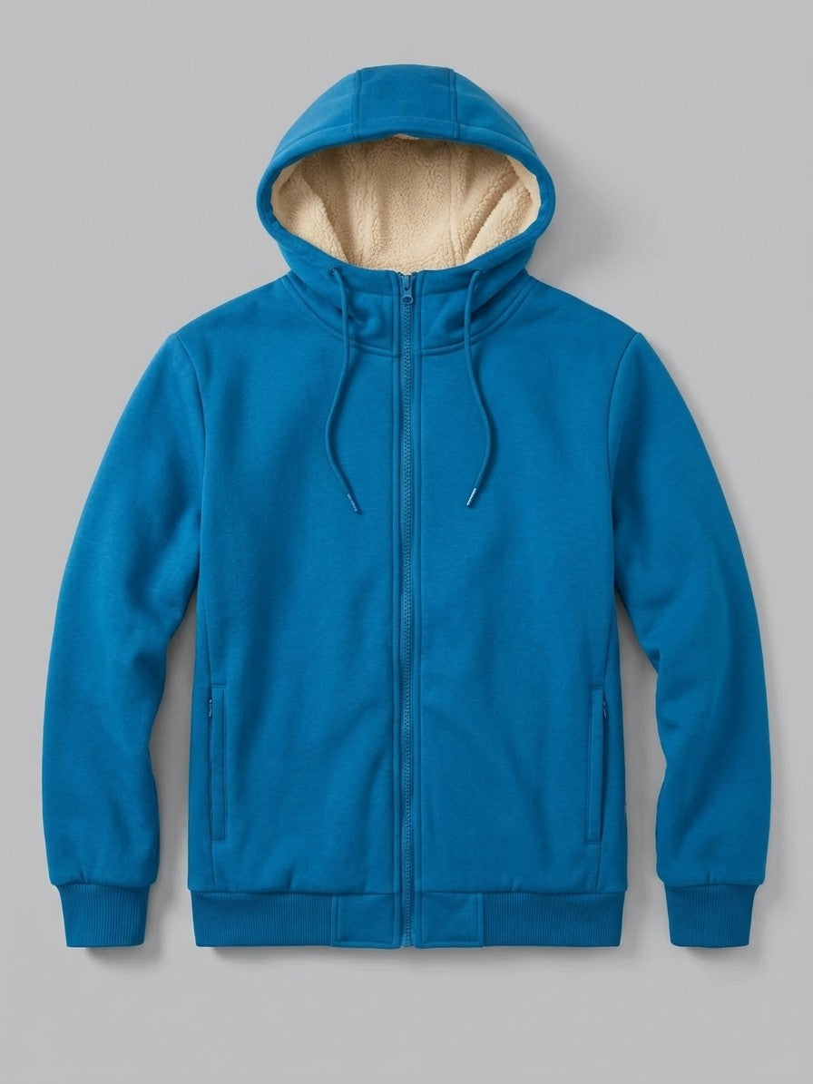 Garlasco Men's Sherpa-Lined Hooded Fleece Jacket — oceanblue — packshot