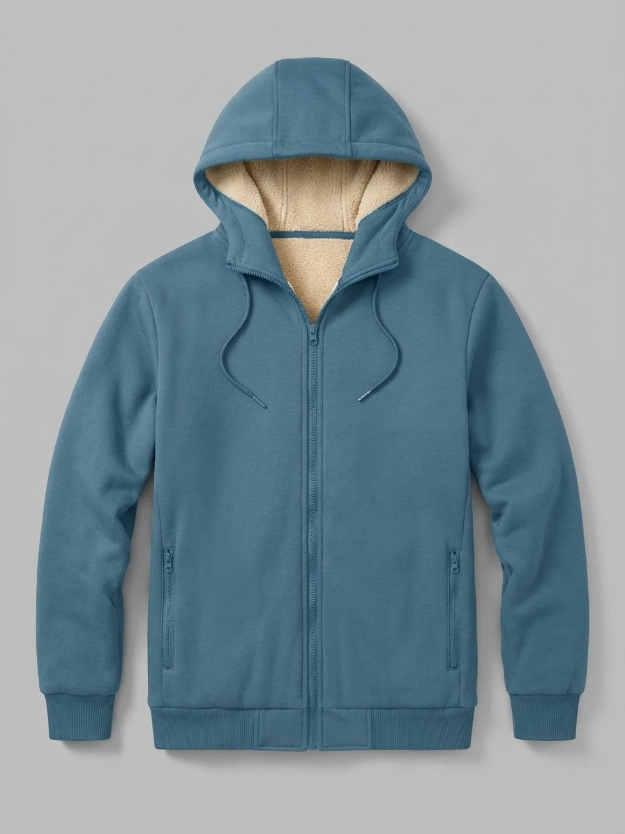 Garlasco Men's Sherpa-Lined Hooded Fleece Jacket — steelblue — packshot