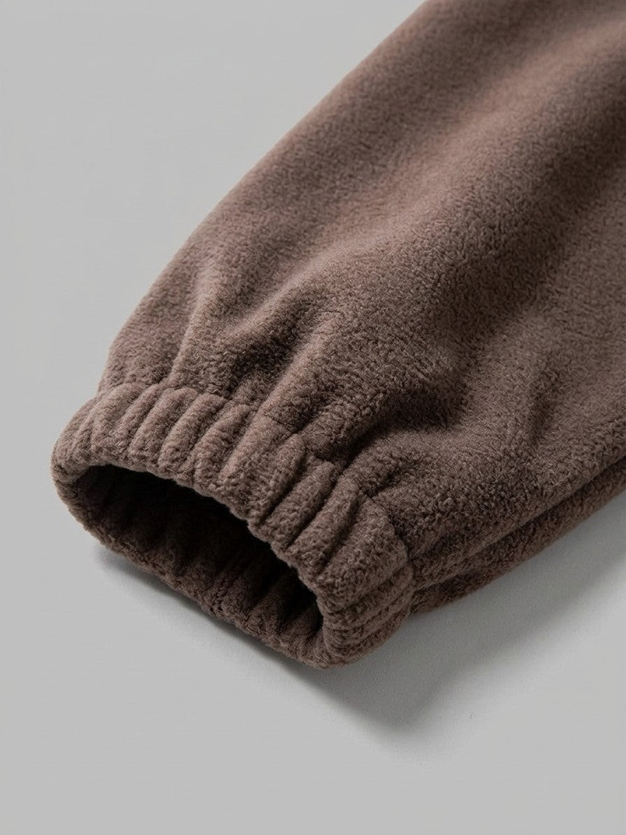 Gattinara Men's Aztec Jacquard Fleece Zip Jacket — coffeebrown — detail-collar