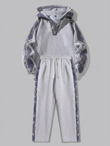 Gavi Men's Ethnic Jacquard Half-Zip Tracksuit Set