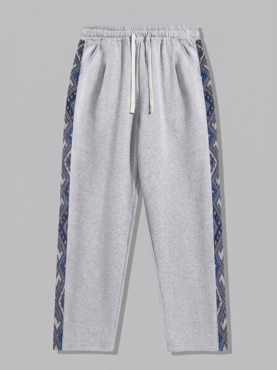 Gavi Men's Ethnic Jacquard Half-Zip Tracksuit Set — lightheathergreybottom — packshot