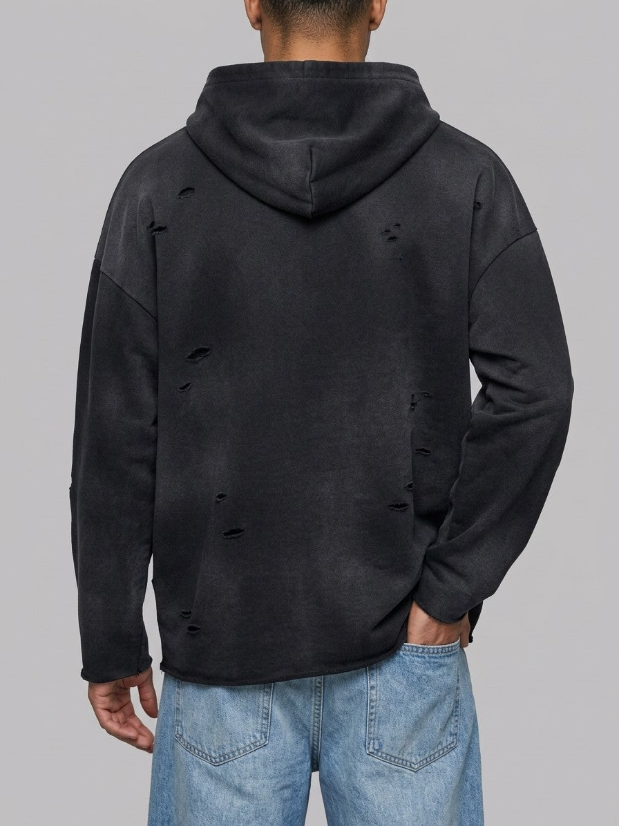 Gavirate Men's Faded Angel Statue Hoodie — black — back