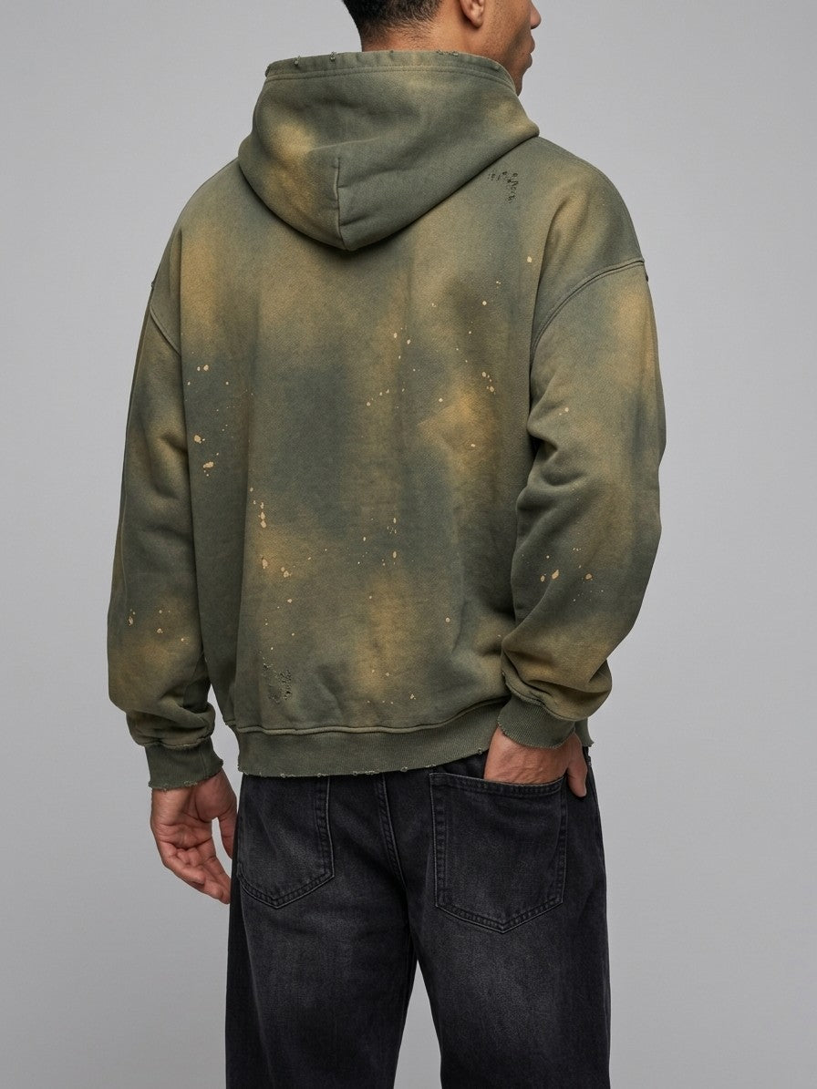 Genzano Men's Sun-Faded Lookout Tower Hoodie — armygreen — back