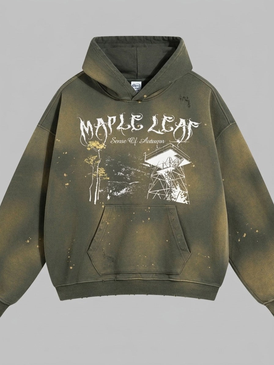 Genzano Men's Sun-Faded Lookout Tower Hoodie — armygreen — packshot