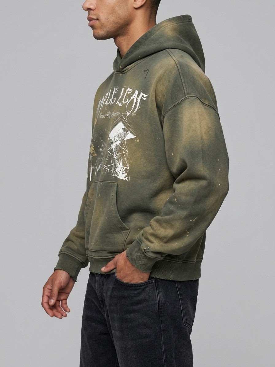 Genzano Men's Sun-Faded Lookout Tower Hoodie — armygreen — side