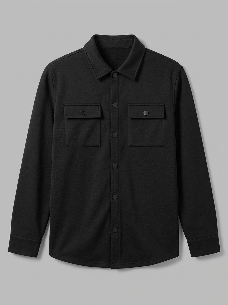 Ghiffa Men's Brushed Twin-Pocket Shirt Jacket — black — packshot