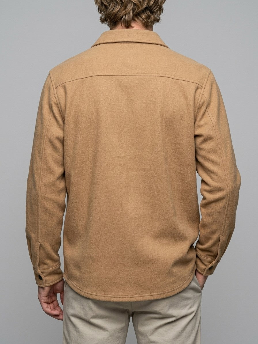 Ghiffa Men's Brushed Twin-Pocket Shirt Jacket — camel — back