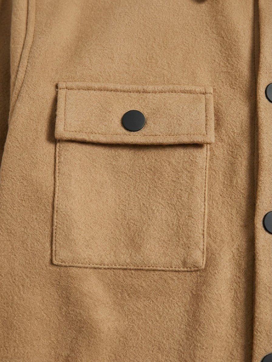 Ghiffa Men's Brushed Twin-Pocket Shirt Jacket — camel — detail