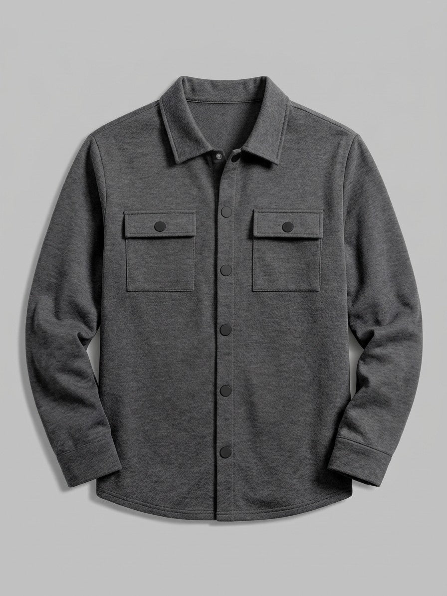 Ghiffa Men's Brushed Twin-Pocket Shirt Jacket — charcoalgrey — packshot