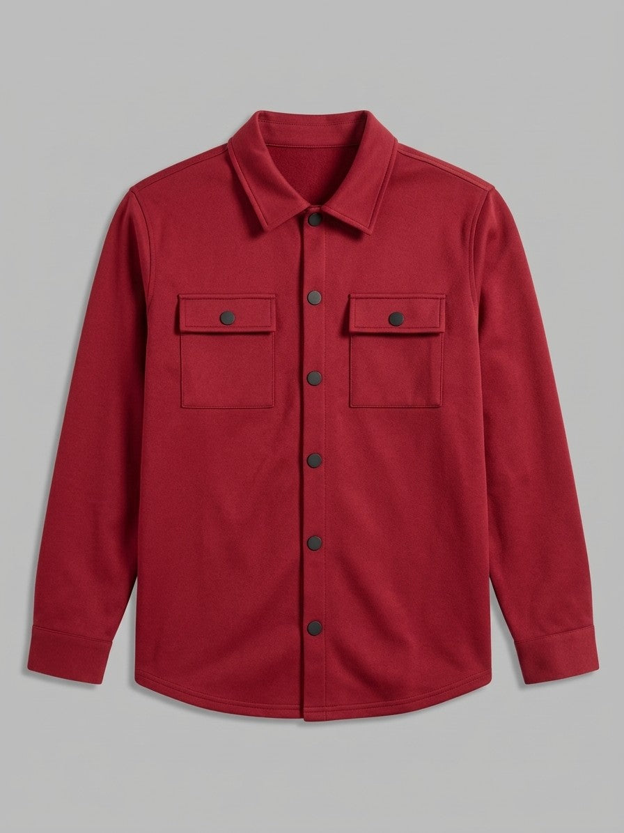 Ghiffa Men's Brushed Twin-Pocket Shirt Jacket — crimsonred — packshot