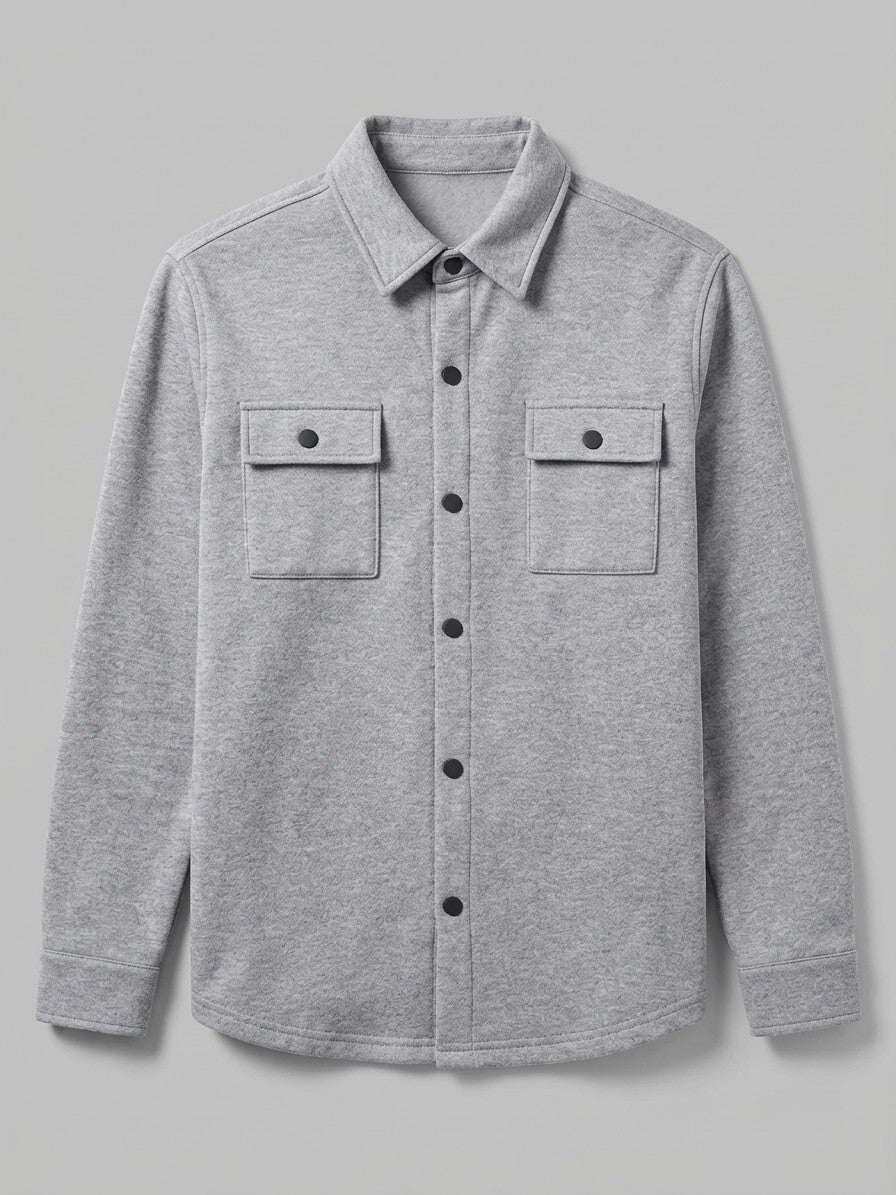 Ghiffa Men's Brushed Twin-Pocket Shirt Jacket — lightgrey — packshot