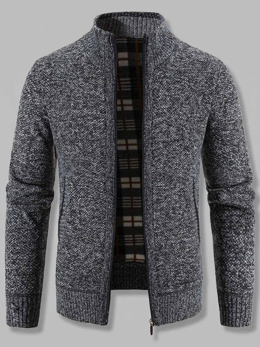 Gorizia Men's Zip-Up Stand-Collar Cardigan — darkgray — packshot
