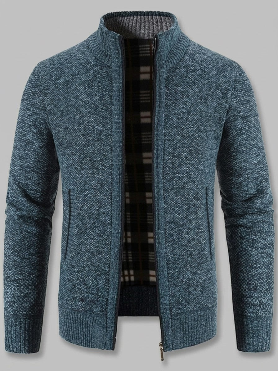 Gorizia Men's Zip-Up Stand-Collar Cardigan — frenchblue — packshot
