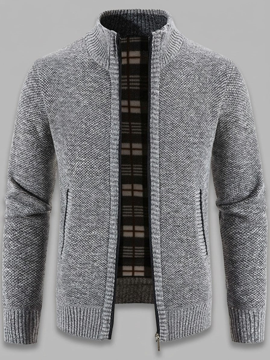Gorizia Men's Zip-Up Stand-Collar Cardigan — gray — packshot