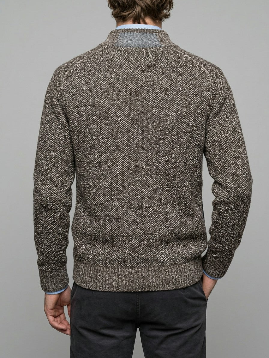 Gorizia Men's Zip-Up Stand-Collar Cardigan — taupe — back