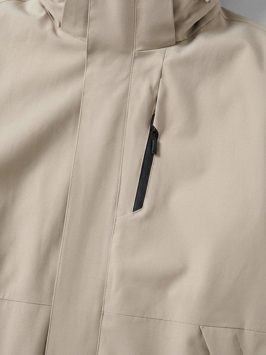 Gozzano Men's Hooded Storm-Flap Rain Jacket — beige — detail-2