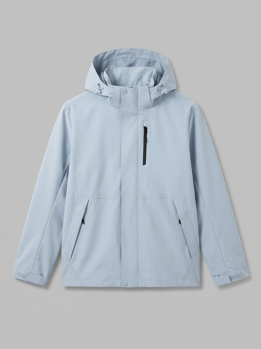 Gozzano Men's Hooded Storm-Flap Rain Jacket — lightblue — packshot