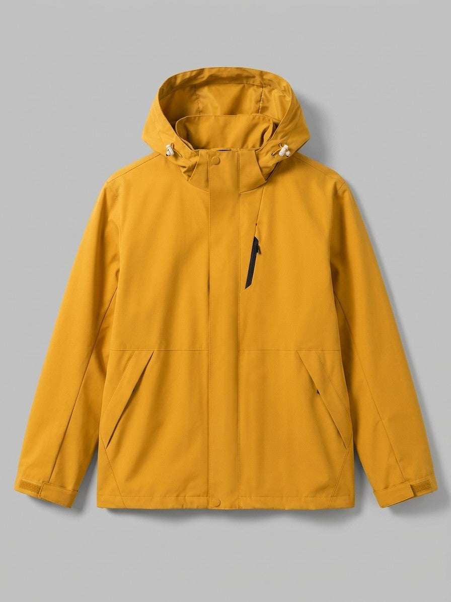 Gozzano Men's Hooded Storm-Flap Rain Jacket — mustardyellow — packshot