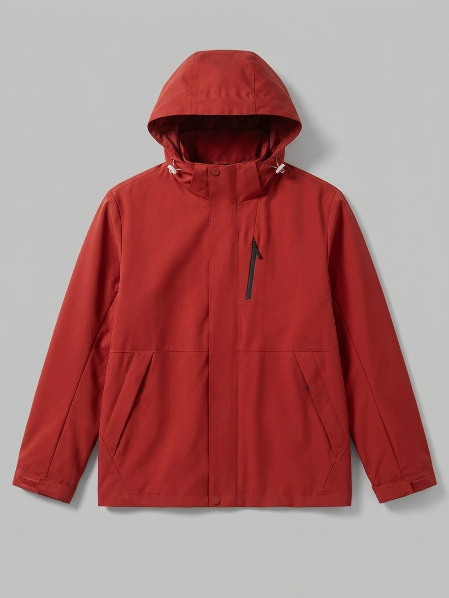 Gozzano Men's Hooded Storm-Flap Rain Jacket — red — packshot