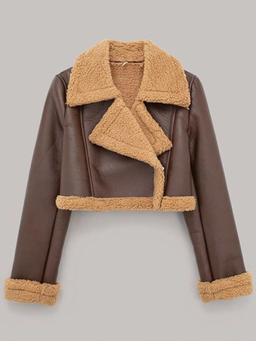Gradara Women's Cropped Aviator Jacket — brown — packshot