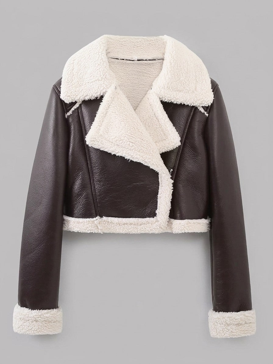 Gradara Women's Cropped Aviator Jacket — chocolate — packshot