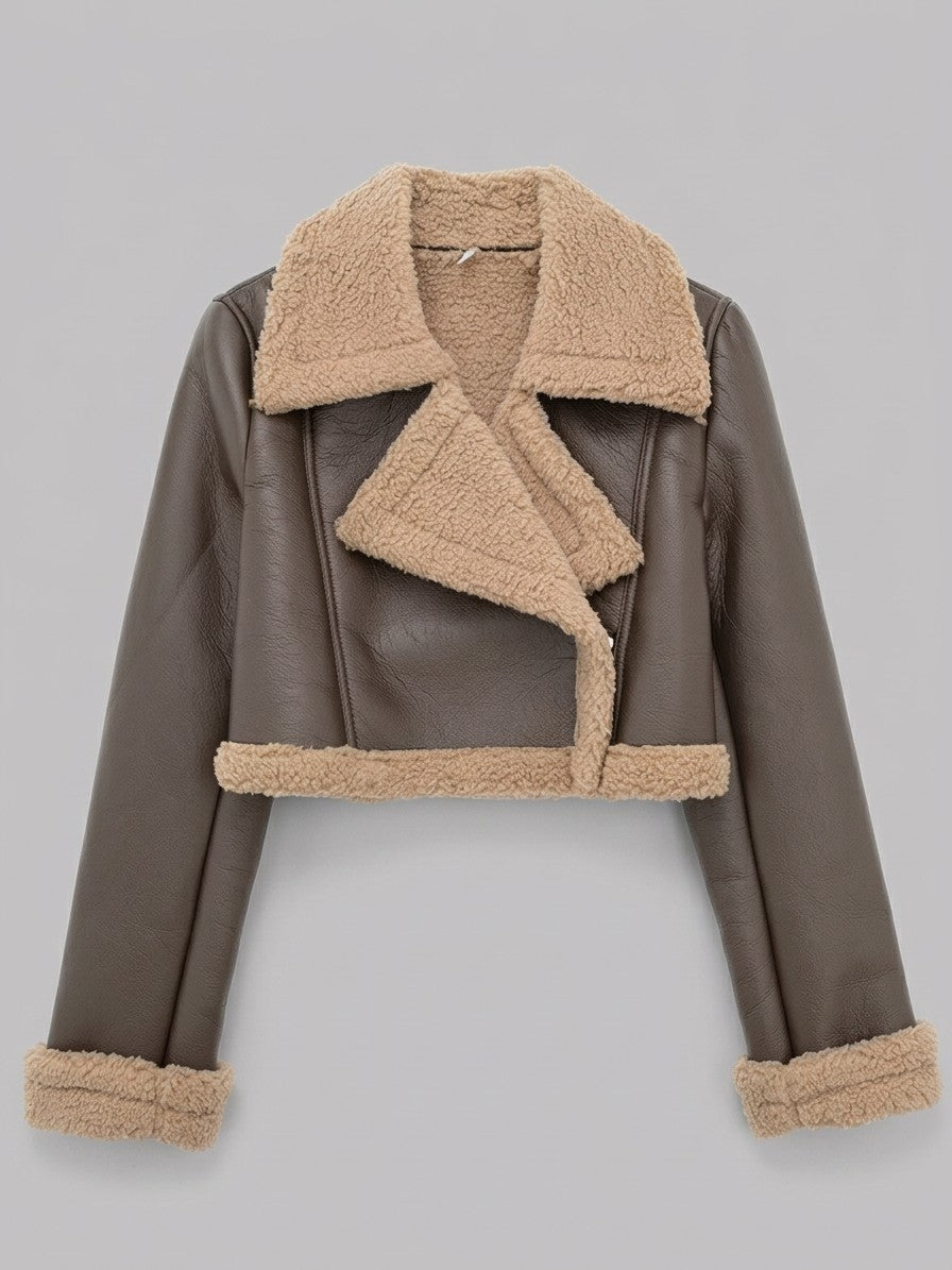 Gradara Women's Cropped Aviator Jacket — coffeebrown — packshot