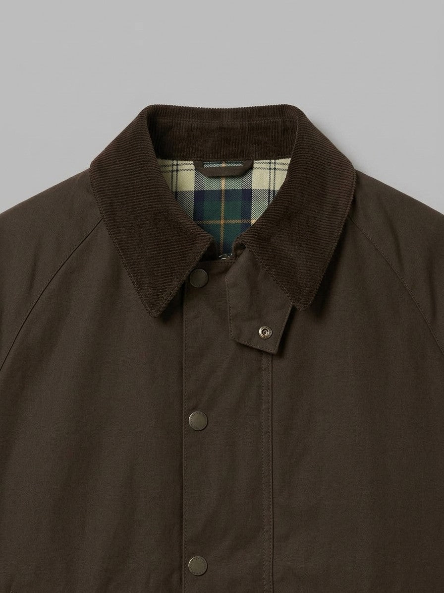 Gradisca Men's Cord-Collar Tartan-Lined Bomber Jacket — darkbrown — detail