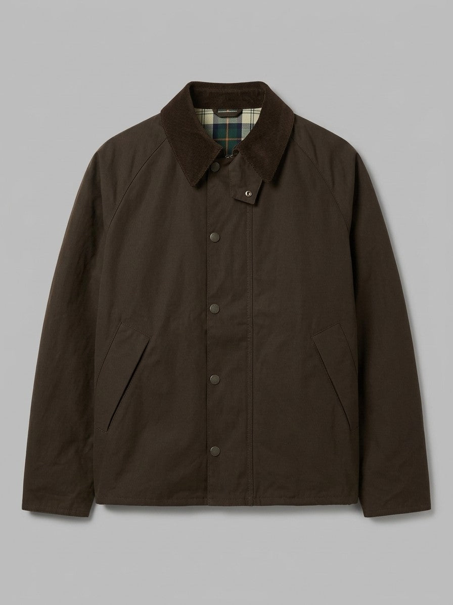 Gradisca Men's Cord-Collar Tartan-Lined Bomber Jacket — darkbrown — packshot