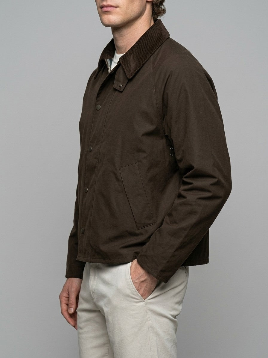 Gradisca Men's Cord-Collar Tartan-Lined Bomber Jacket — darkbrown — side