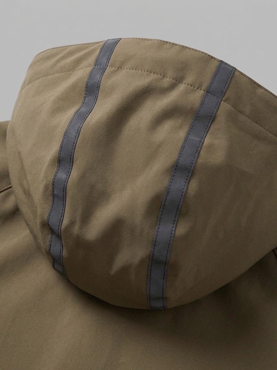 Gravedona Men's Reflective-Trim Hooded Shell Jacket — olivebrown — detail-2