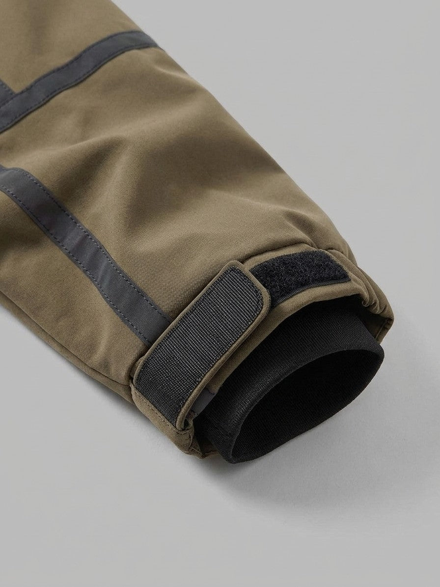 Gravedona Men's Reflective-Trim Hooded Shell Jacket — olivebrown — detail-collar