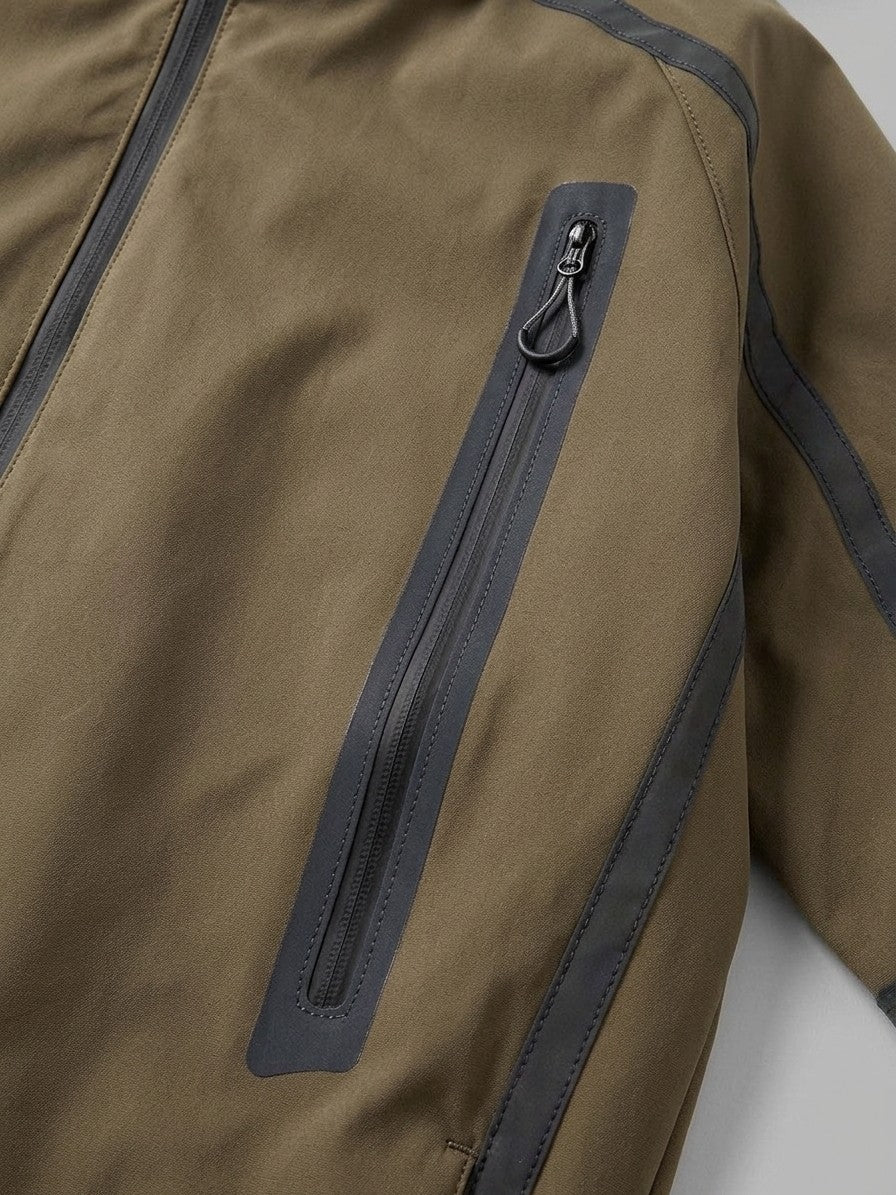 Gravedona Men's Reflective-Trim Hooded Shell Jacket — olivebrown — detail