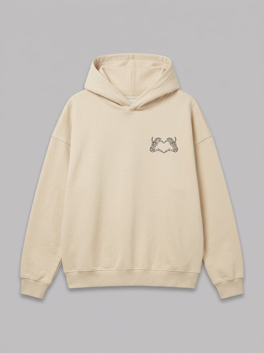 Gravina Men's Skeleton Hands Back Print Hoodie — beige — packshot